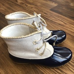 Jack Rogers Chloe Navy/Gold Rubber Duck Rain Boots